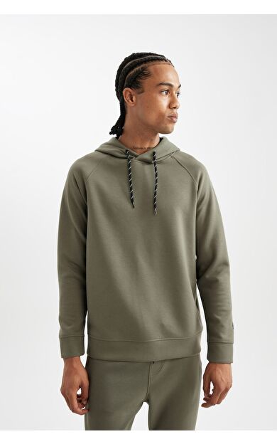 DeFacto DeFactoFit Standart Fit Kapüşonlu Skuba Dalgıç Kumaş Sporcu Sweatshirt C0482AX24AUKH398