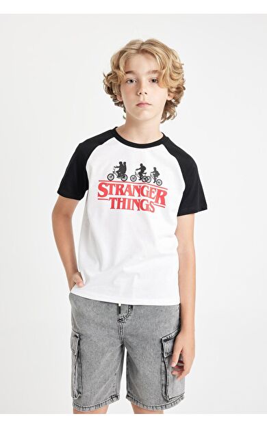 DeFacto DeFactoFit Erkek Çocuk Stranger Things Bisiklet Yaka Kısa Kollu Tişört