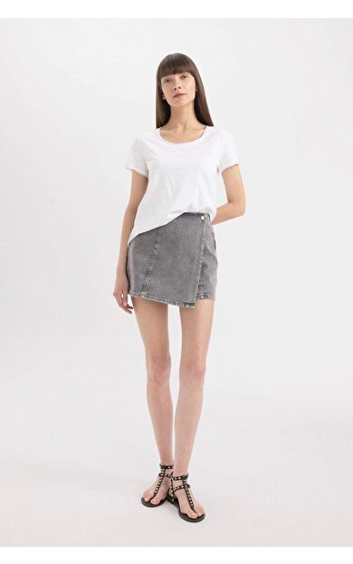 DeFacto Yüksek Bel Mini Jean Şort Etek