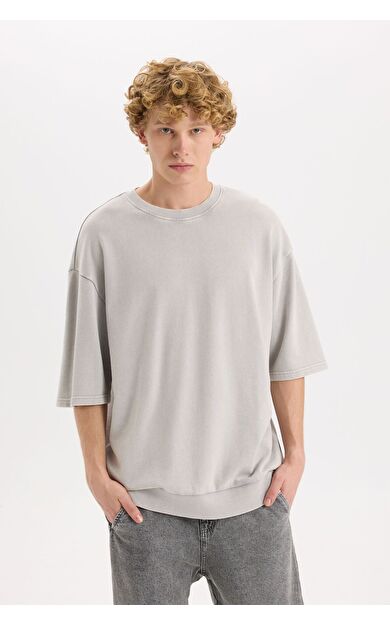 DeFacto Loose Fit Bisiklet Yaka Kısa Kollu Tişört C0709AX25SPGR367