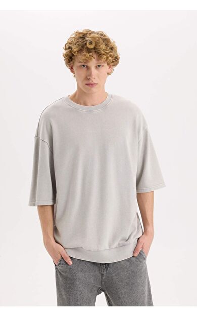 DeFacto Loose Fit Bisiklet Yaka Kısa Kollu Tişört C0709AX25SPGR367