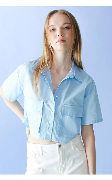 DeFacto DeFactoFit Coool Oversize Fit Gömlek Yaka Kısa Kollu Gömlek