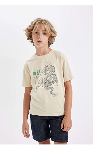 DeFactoFit Erkek Çocuk Bisiklet Yaka Baskılı Kısa Kollu Tişört C0954A824SMER144