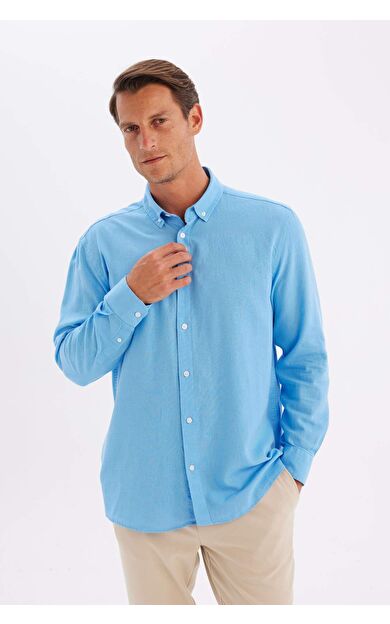 DeFactoFit Relax Fit Polo Yaka Pamuklu Uzun Kollu Gömlek C1106AX24SMBE339