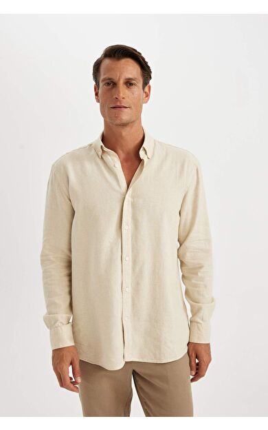 DeFacto Relax Fit Polo Yaka Pamuklu Uzun Kollu Gömlek