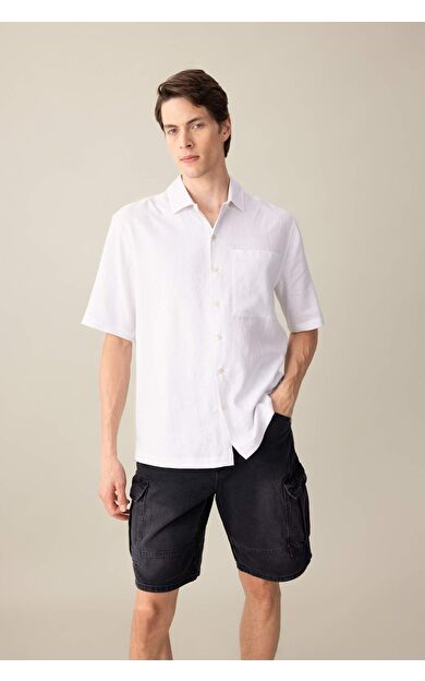 DeFactoFit Relax Fit Polo Yaka Kısa Kollu Gömlek C1110AX24SMWT55