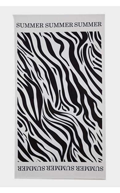 Kadın Zebra Desenli Pamuklu Plaj Havlusu