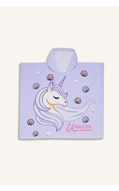 DeFacto Kız Çocuk Baskılı Pamuklu Panço Havlu