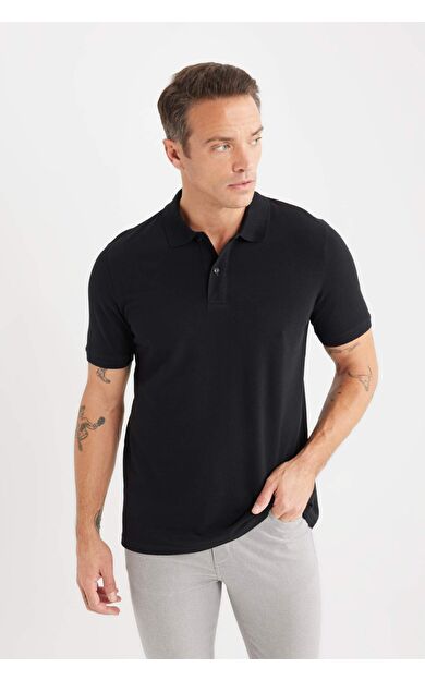DeFacto Regular Fit Basic Düz Kısa Kollu Pike Polo Tişört C1293AX25SPBK81