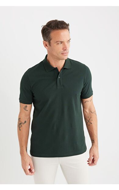DeFacto Regular Fit Basic Düz Kısa Kollu Pike Polo Tişört C1293AX25SPGN1214