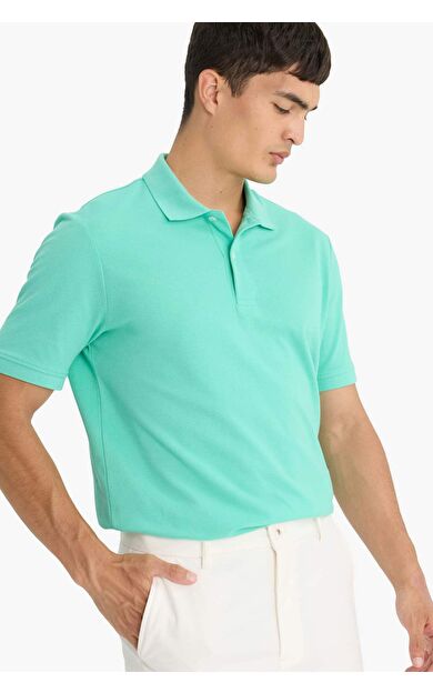 DeFacto %100 Pamuk Regular Fit Polo Yaka Kısa Kollu Basic Düz Pike Kumaş Tişört