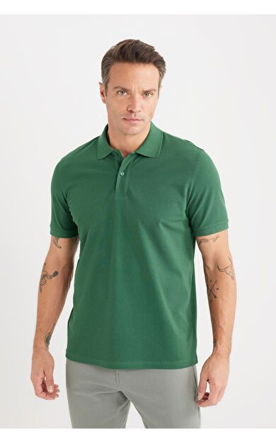 DeFacto Regular Fit Basic Düz Kısa Kollu Pike Polo Tişört C1293AX25SPGN750