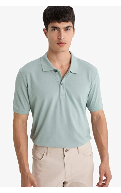 DeFacto %100 Pamuk Regular Fit Kısa Kollu Basic Düz Pike Kumaş Polo Tişört C1293AX25SPGR488