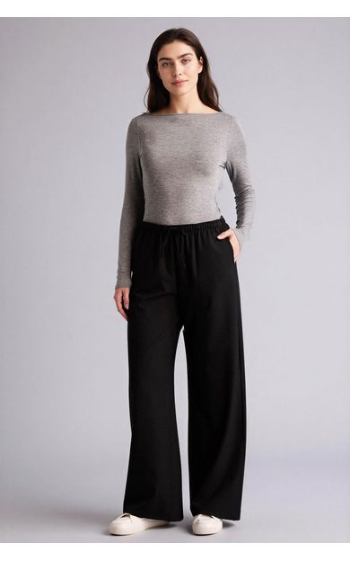 DeFacto Wide Leg Çift Cepli Normal Bel Standart Boy Pantolon Siyah C1428AX26SPBK81