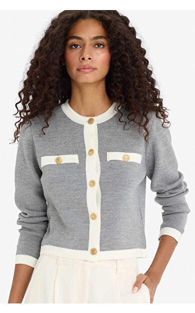 Regular Fit Bisiklet Yaka Triko Hırka