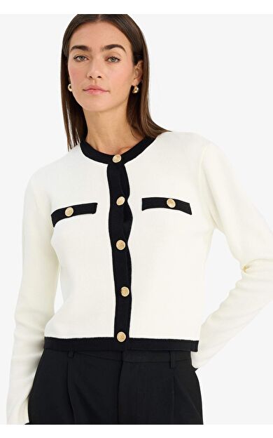 Regular Fit Bisiklet Yaka Triko Hırka