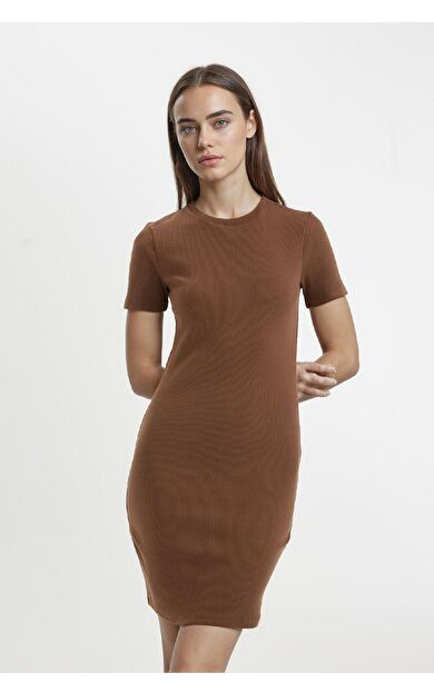 DeFactoFit Bodycon Bisiklet Yaka Fitilli Kaşkorse Kısa Kollu Mini Elbise