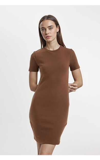 DeFacto DeFactoFit Bodycon Bisiklet Yaka Fitilli Kaşkorse Kısa Kollu Mini Elbise