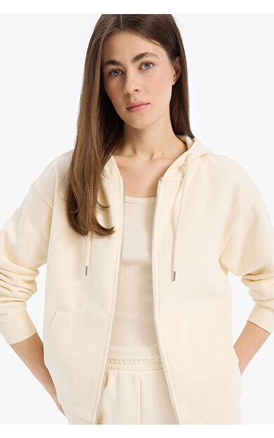 DeFacto Relax Fit Kapüşonlu Cepli Basic Düz Fermuarlı Sweatshirt C1809AX25SPBG759