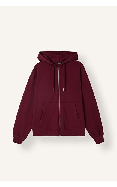 DeFacto Relax Fıt Kapüşonlu Basıc Düz Kalın Sweatshirt Kumaşı Hırka