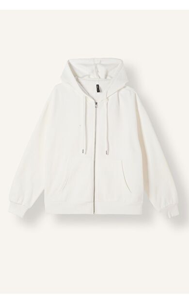 DeFacto Relax Fıt Kapüşonlu Basıc Düz Kalın Sweatshirt Kumaşı Hırka