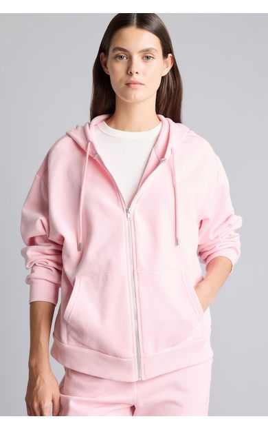DeFacto Relax Fit Kapüşonlu Cepli Basıc Fermuarlı Sweatshirt Pembe