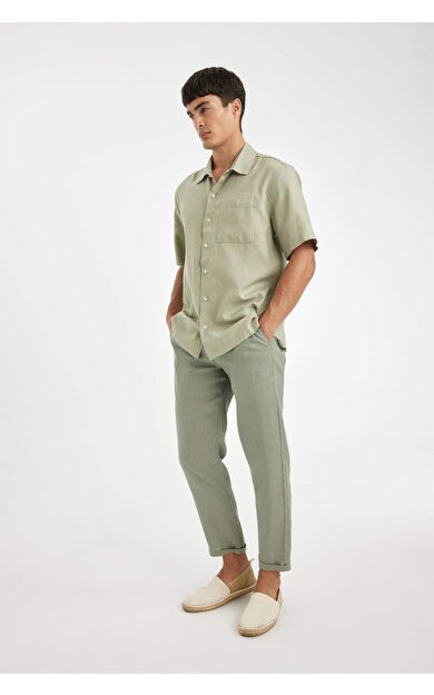 DeFacto Crop Duble Paça Keten Pantolon