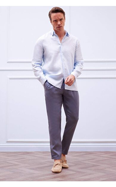 DeFacto %100 Keten Normal Kesim Crop Duble Paça Yazlık Kumaş Pantolon C1826AX25SMIN247