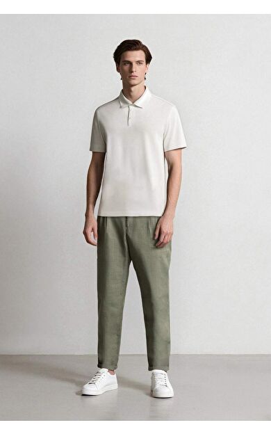 DeFacto %100 Keten Normal Kesim Crop Duble Paça Yazlık Kumaş Pantolon C1826AX25SMKH433