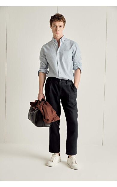 DeFacto Relax Fıt Duble Paça Keten Pantolon