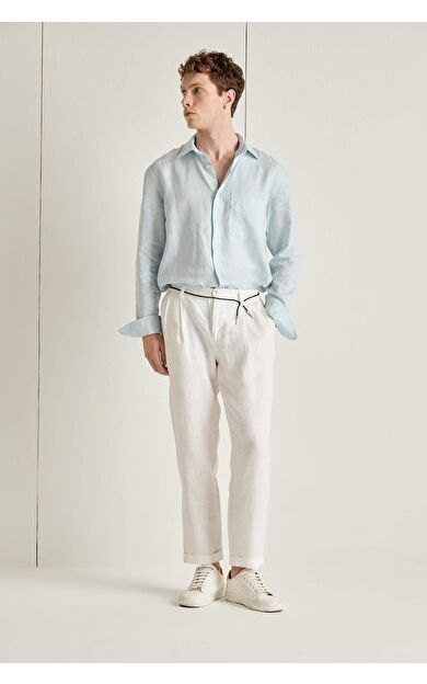 DeFacto Relax Fıt Duble Paça Keten Pantolon