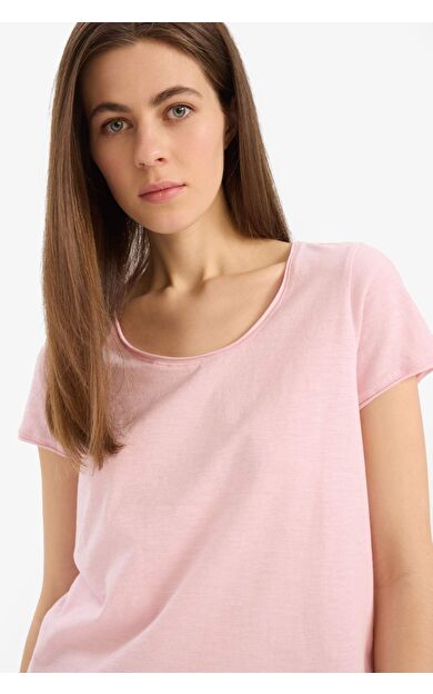 Regular Fit Bisiklet Yaka Basic Düz Kısa Kollu Tişört