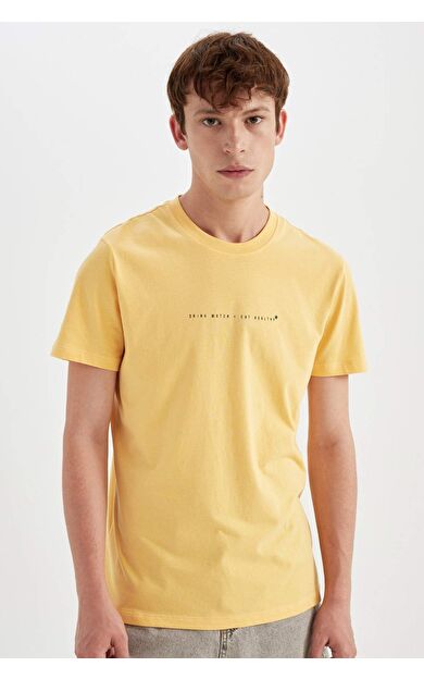 DeFactoFit Slim Fit Bisiklet Yaka Baskılı Kısa Kollu Tişört C2077AX24AUYL170