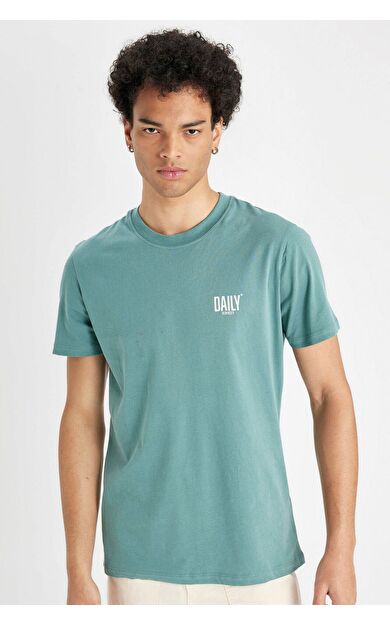 DeFacto DeFactoFit Slim Fit Bisiklet Yaka Baskılı Kısa Kollu Tişört C2078AX24AUGN1081