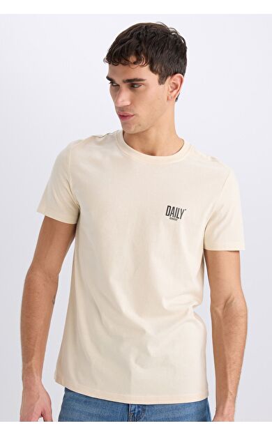 DeFacto Slim Fit Dar Kesim Bisiklet Yaka Baskılı Kısa Kollu Tişört C2078AX25SMBG700