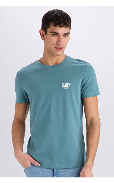 DeFacto Slim Fit Dar Kesim Bisiklet Yaka Baskılı Kısa Kollu Tişört C2078AX25SMGN1081