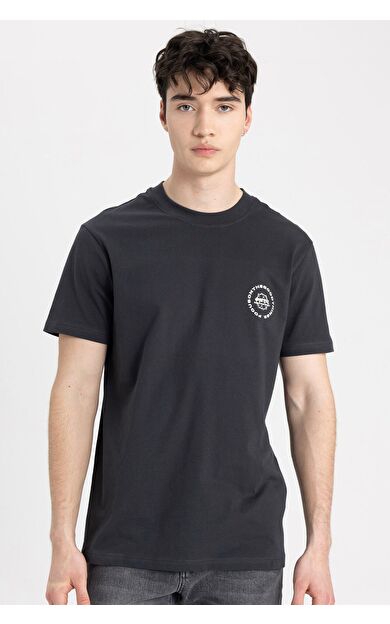 DeFacto Slim Fit Bisiklet Yaka Baskılı Kısa Kollu Tişört C2079AX24SMAR204
