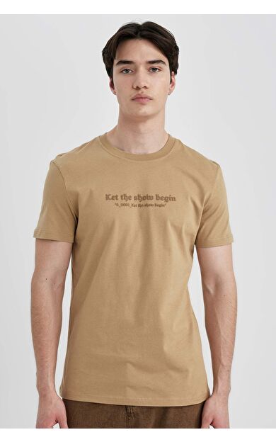 DeFacto Slim Fit Bisiklet Yaka Baskılı Kısa Kollu Tişört C2085AX24SMBG118