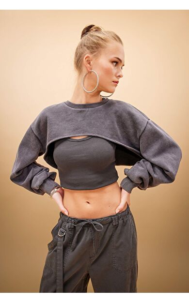 DeFacto DeFactoFit Coool Crop Sweatshirt