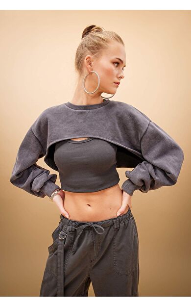 DeFacto DeFactoFit Coool Crop Sweatshirt