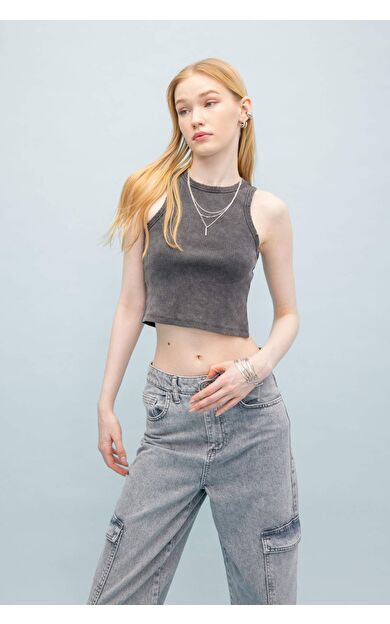 DeFacto DeFactoFit Coool Fitted Fitilli Kaşkorse Yıkamalı Soluk Efektli Atlet C2128AX24SPAR191