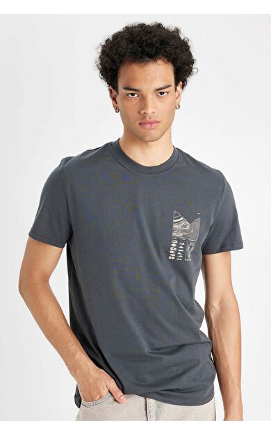 DeFacto DeFactoFit Slim Fit Bisiklet Yaka Baskılı Kısa Kollu Tişört C2131AX24AUAR231