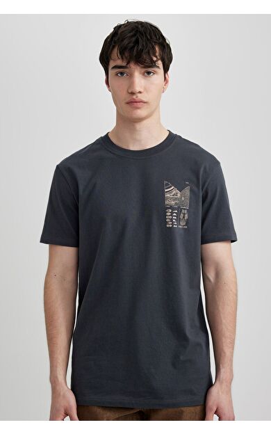 DeFacto Slim Fit Bisiklet Yaka Baskılı Kısa Kollu Tişört C2131AX24SMAR231