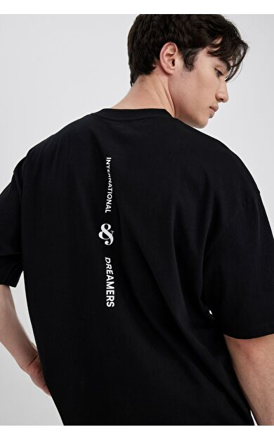 DeFacto Oversize Fit Bisiklet Yaka Baskılı Tişört C2134AX24SMBK81