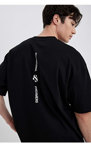 DeFacto Oversize Fit Bisiklet Yaka Baskılı Tişört C2134AX24SMBK81