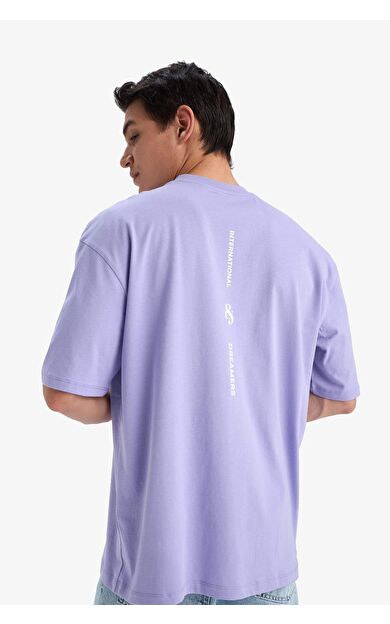 DeFacto Oversize Geniş Kalıp Bisiklet Yaka Sırt Baskılı Kısa Kollu Tişört C2134AX25SMPR479