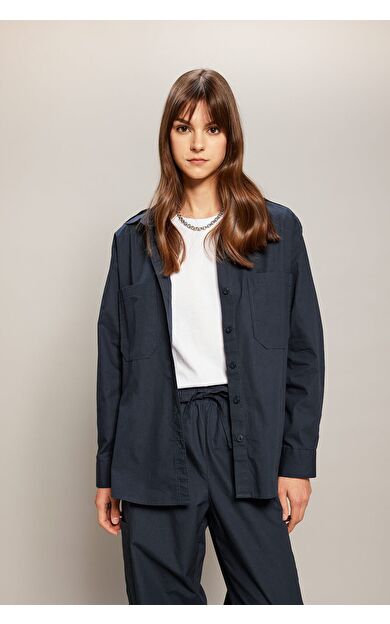 DeFacto Relax Fit Poplin Uzun Kollu Tunik