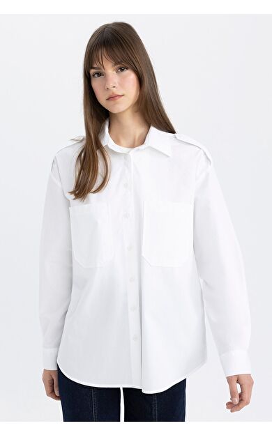 DeFacto Relax Fit Poplin Uzun Kollu Tunik