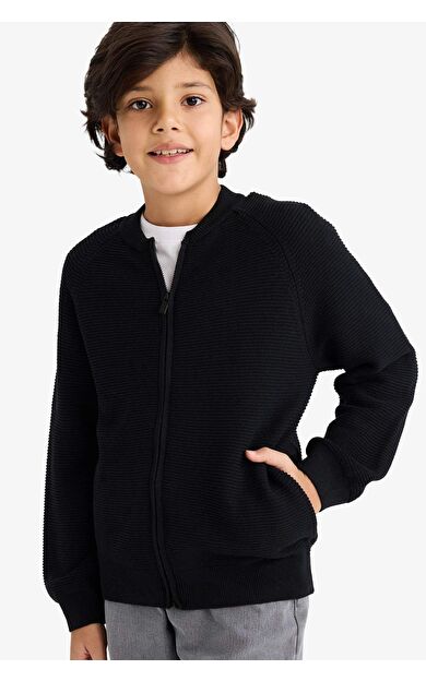 DeFacto DeFactoFit Erkek Çocuk Yarım Balıkçı Yaka Triko Hırka C2228A824AUBK81