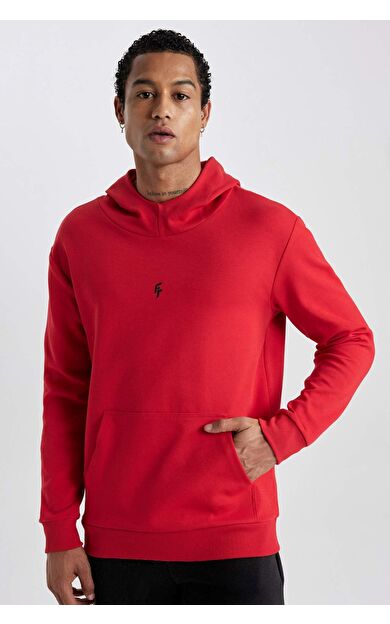 DeFacto Standart Fit Kapüşonlu Skuba Dalgıç Kumaş Sweatshirt C2310AX24SPRD303